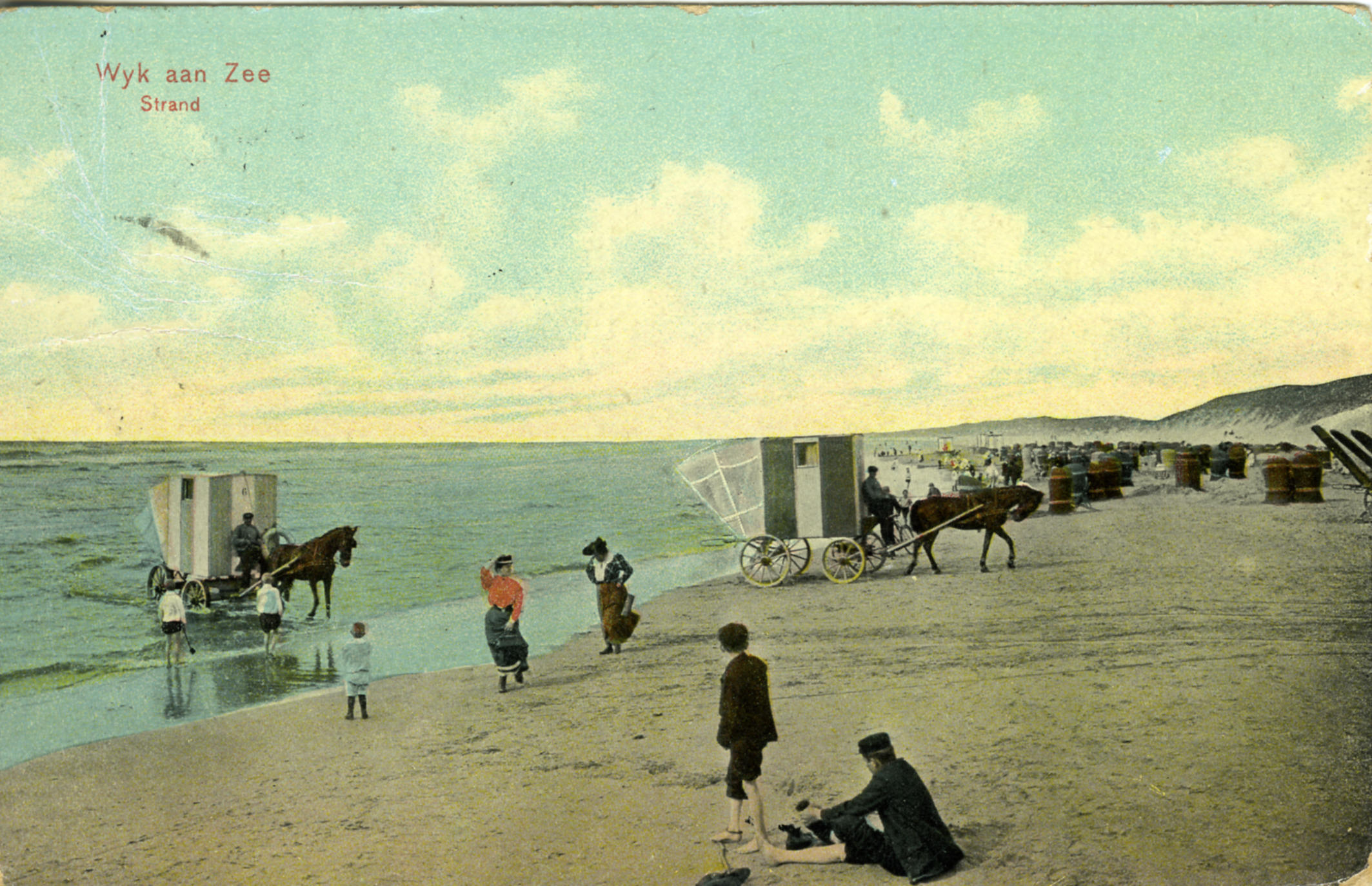 Strand bij Wijk aan Zee, 1907 (ansichtkaart)