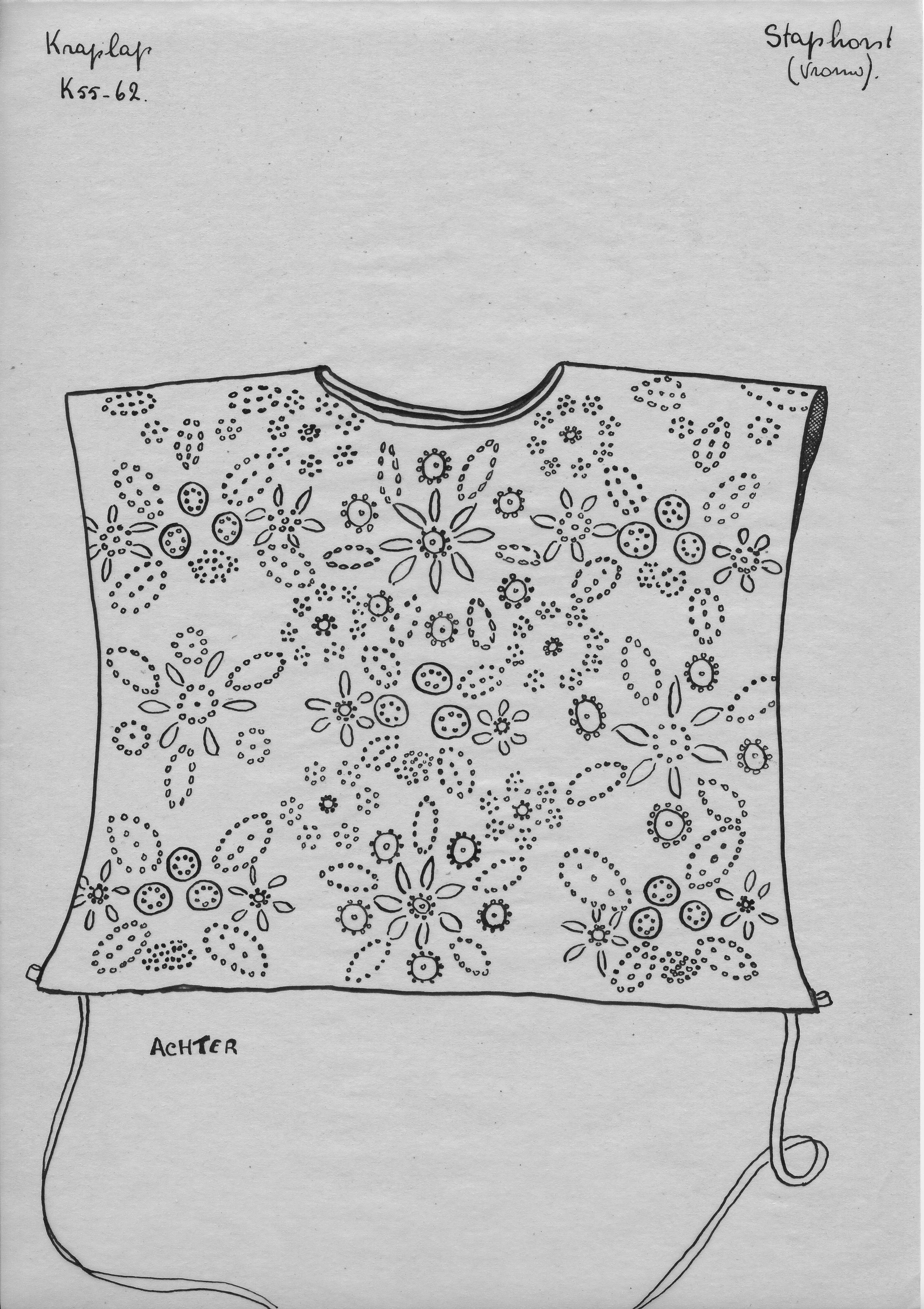 Tekening van een kraplap, Staphorst (opmetingstekening)