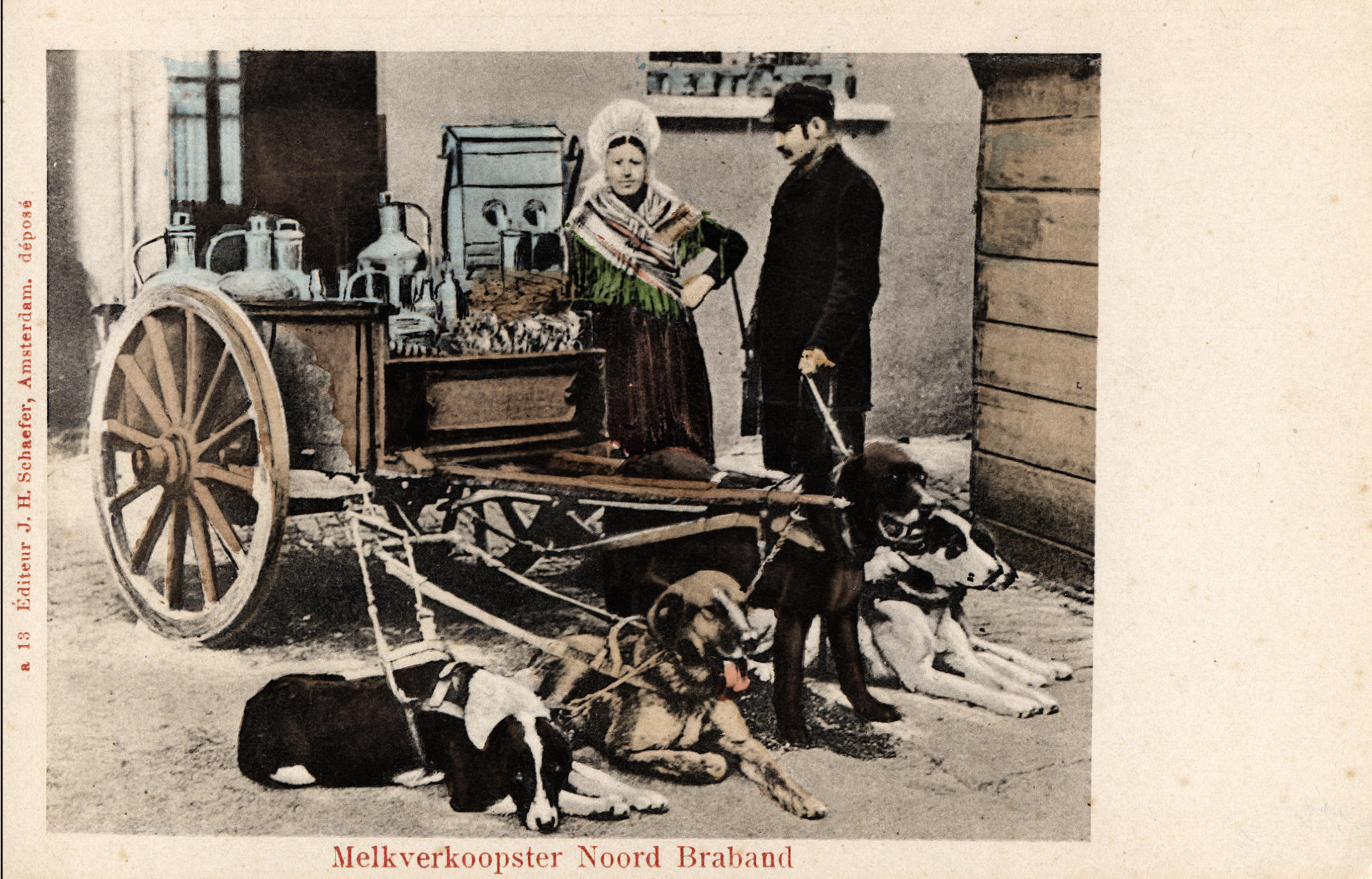 Melkverkoopster uit Vlaams-Brabant, 1896-1905 (ansichtkaart)