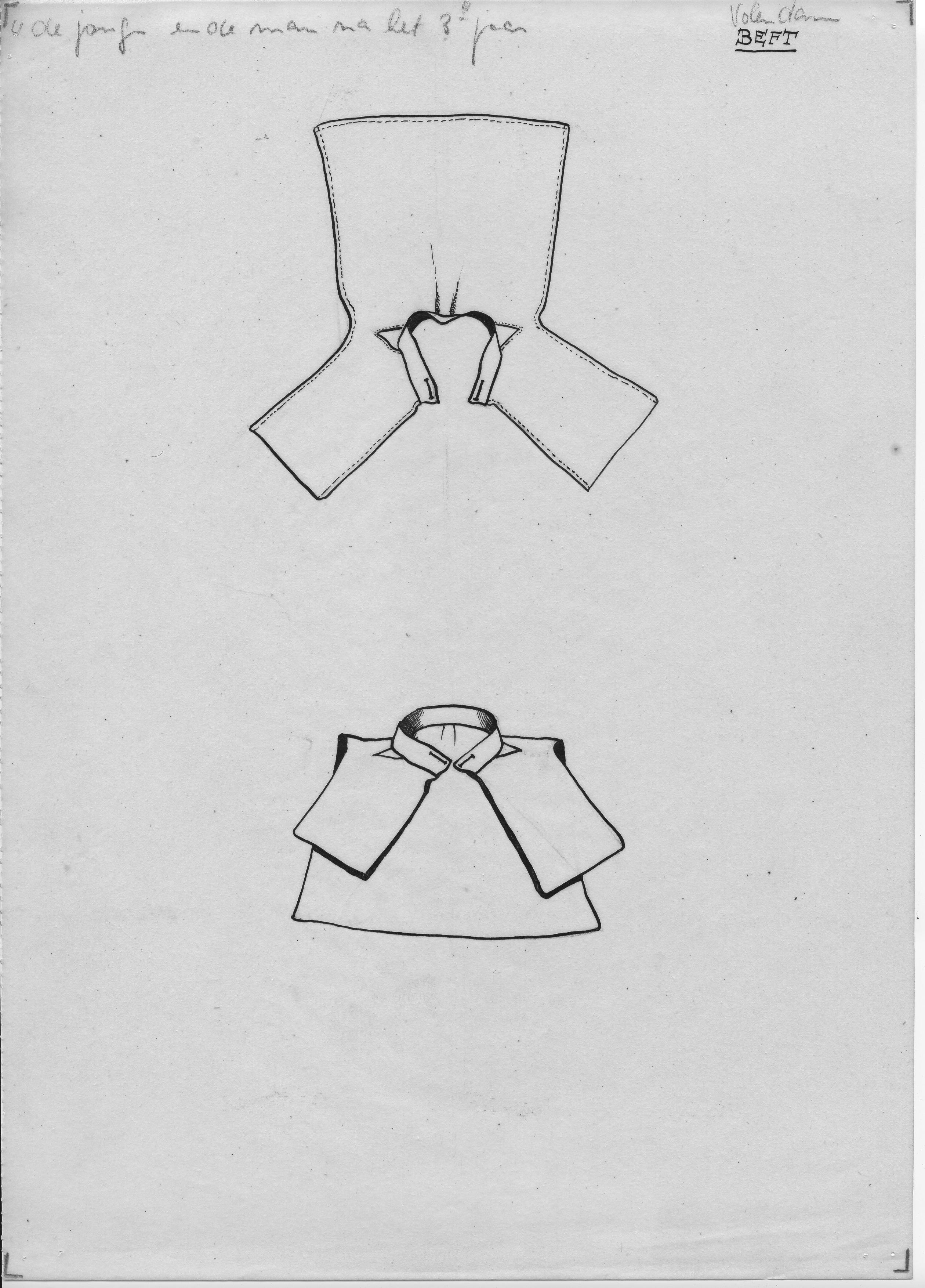 Tekening van een beft, Volendam (opmetingstekening)