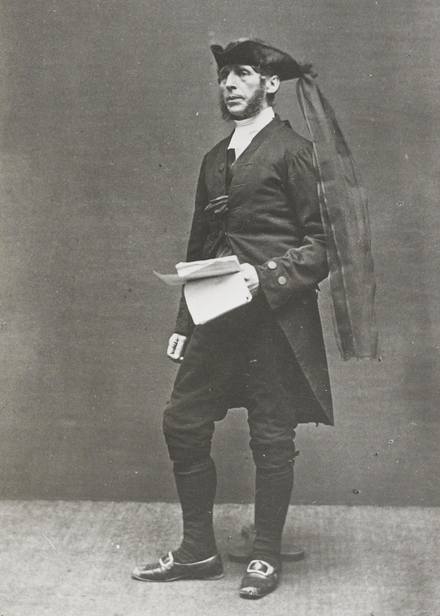 Protestantse aanspreker, Amsterdam, circa 1875 (zwart-wit foto)