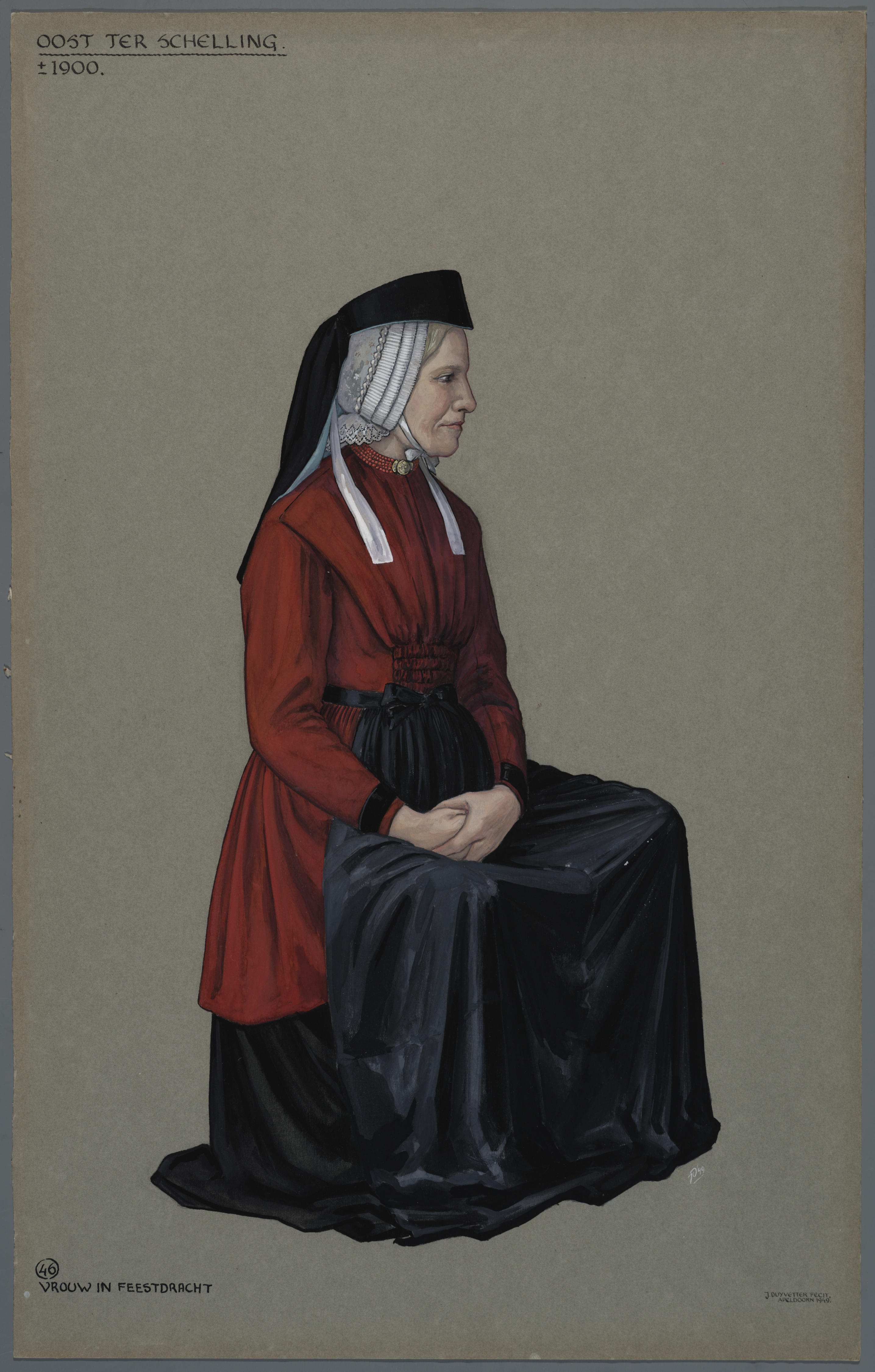 Vrouw in feestdracht, Oost-Terschelling circa 1900